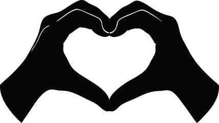 Fototapeta premium heart love shape with hand silhouette vector