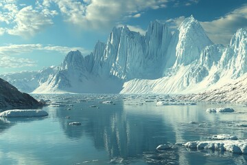 Polar landscape melting rapidly due to carbon emissions and climate change no human no labelling no logo