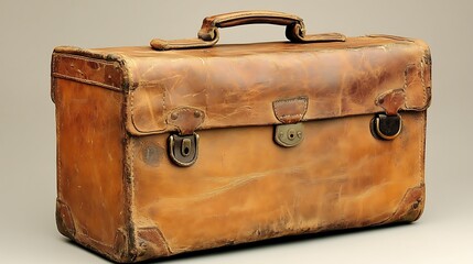 Vintage leather briefcase, aged patina
