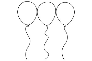 Continuous one line drawing of f Three Balloon vector illustration
