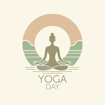 yoga day illustration with yoga poses meditation and floral vector elegant