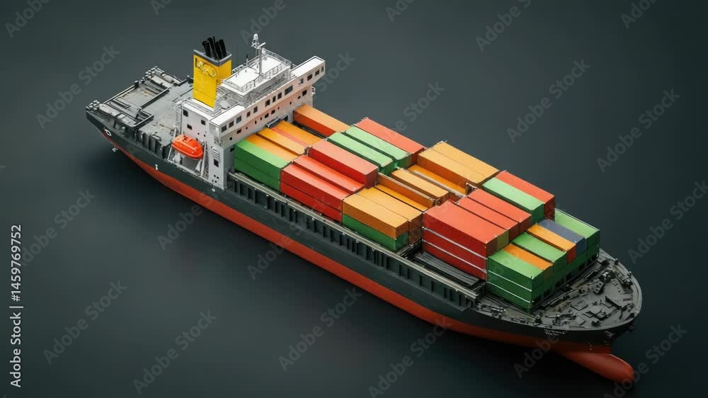Poster a massive container ship with numerous cargo containers stacked high