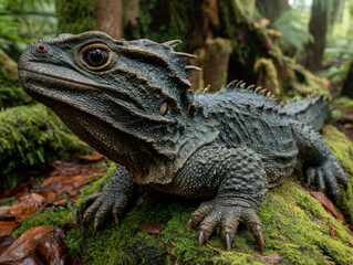 Fototapeta premium A detailed image of a tuatara, a New Zealand reptile