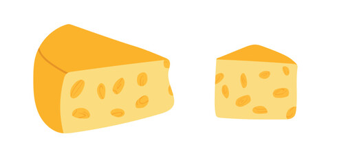 Hard cheese. Flat vector, clipart illustration isolated on white background.