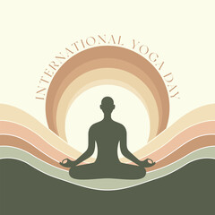 yoga day illustration with yoga poses meditation and floral vector elegant