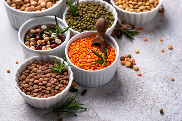 Beans, lentils, soybean, pea and chickpea