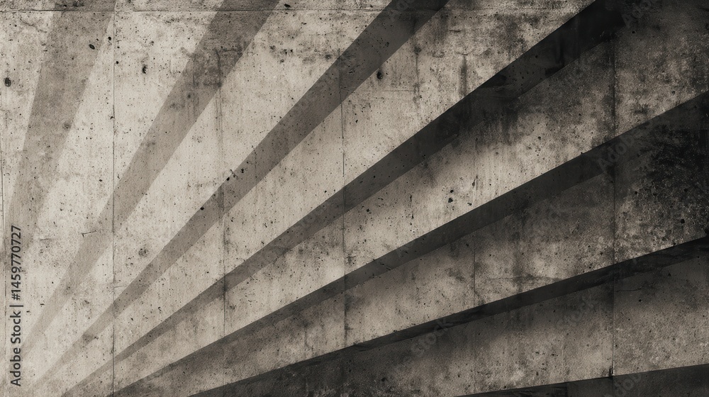 Poster concrete architectural beams intersecting at angular positions, generating geometric pattern with bo