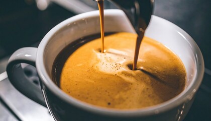 Brewing fresh espresso coffee shop beverage cozy atmosphere close-up view art of coffee making