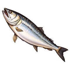 Illustration of a realistic salmon fish with detailed scales and fins, showcasing vibrant colors and lifelike features