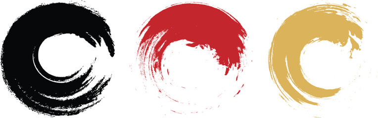 Collection of Abstract Circular Brush Stroke Elements in Bold and Soft Colors – Artistic Ink Swirls and Paint Shapes for Modern Design Use, multiple color beauty color circle, paint brush circle