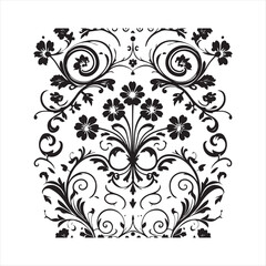 Black and White Floral Vector Design,Hand Drawn Flower Illustration,Vintage Flower Line Art,Botanical Flower Clipart Design,Floral Bouquet Outline Drawing,Elegant Flower Sketch Vector