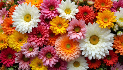 A vibrant bouquet of colorful flowers in full bloom, perfect for any spring or flora, colorful