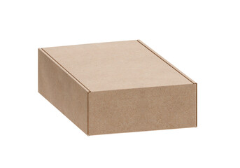 Brown cardboard box, transparent background