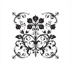 Black and White Floral Vector Design,Hand Drawn Flower Illustration,Vintage Flower Line Art,Botanical Flower Clipart Design,Floral Bouquet Outline Drawing,Elegant Flower Sketch Vector