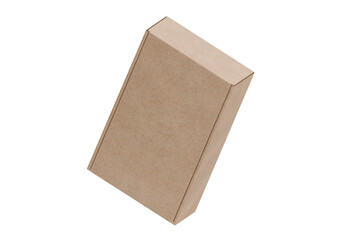 Brown cardboard box, transparent background