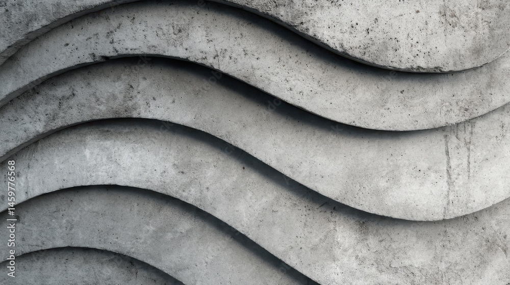 Poster modern architectural detail featuring undulating concrete waves, creating a captivating textured bac