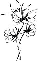 Elegant Black Line Art Floral Design Three Flowers Minimalist Botanical Illustration