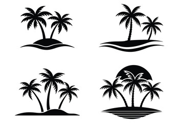 Fototapeta premium set of palm trees silhouette vector
