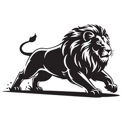 Fototapeta premium A aggresive lion running pose Vector Black silhouettes. with white background