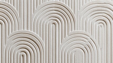 Textured white surface featuring embossed semicircular arched lines creating contemporary minimalist graphic design element