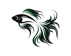 Obraz premium Abstract decorative fish silhouette, fantasy sea creature graphic on a white background