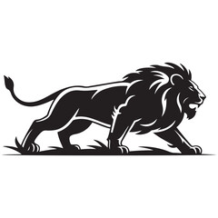 A aggresive lion running pose Vector Black silhouettes. with white background © firoz
