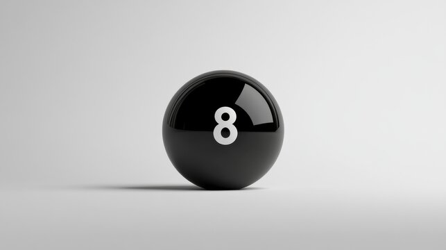 a Black billiard ball with number eight white background