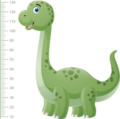 Kids height chart with cute dinosaur cartoon