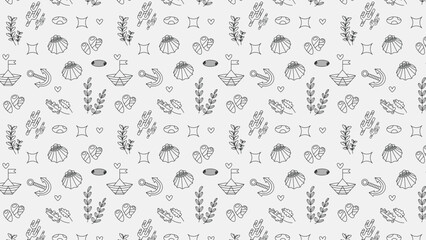seamless sea elements pattern design eps