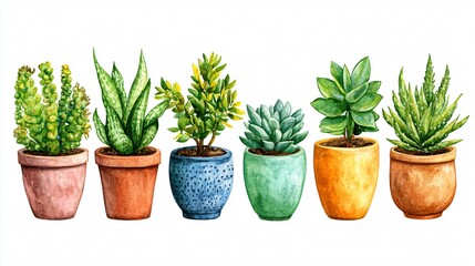 Obraz premium Vibrant Watercolor Illustration Set of Plants