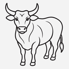 Bull head line art icon