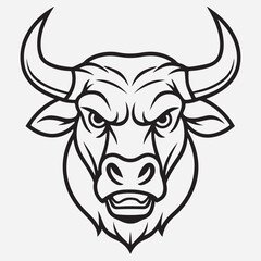 Bull head line art icon