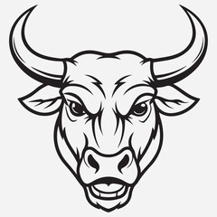 Fototapeta premium Bull head line art icon