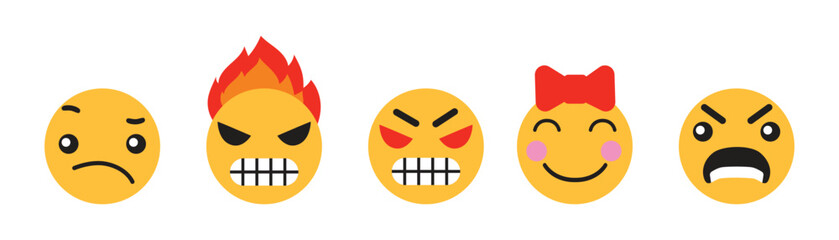 Color emoji vector icon. Social media reaction emoji icon. Emoticon icon set.  Vector illustration eps 10