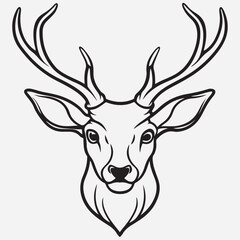 DEER HEAD LINE ART ICON  CLIPART