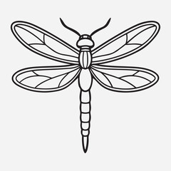 dragon fly line art icon