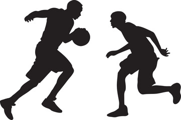 High-Energy Basketball Player Silhouette Vector Illustration Featuring Dynamic Athletes in Motion – Perfect for Sports Graphics, Creative Branding, and High-Impact Marketing Campaigns