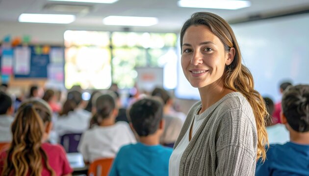 Empowering educational experience teacher engaging students in classroom school environment interactive learning inspirational atmosphere