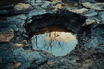 Contaminated groundwater leaking into residential area mysterious sinkholes forming no human no labelling no logo