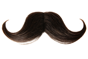 Black mustache. Gentleman curled facial hairstyle, barbershop decoration design symbol. Mustache on isolated png background.PNG