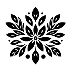 Black Floral Mandala Design on White Background
