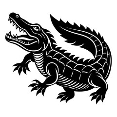 Obraz premium American Alligator Basking on Riverbank in Sunlight