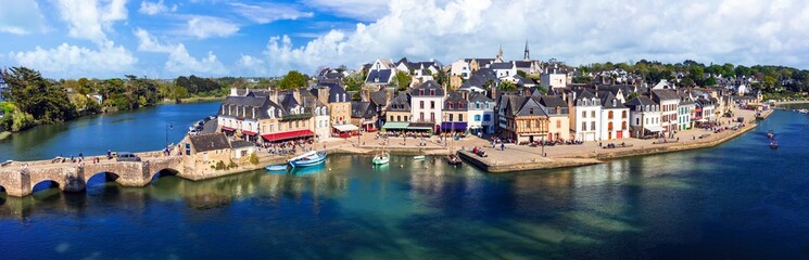 France travel, Brittany most beautiful french places and villages. Picturesque old port Saint-Goustan and Auray traditional village.