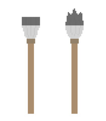 Brush with pixel art black ink