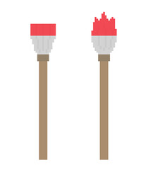 Brush with pixel art red ink