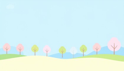 Gentle breeze in a colorful spring landscape serene nature scene digital illustration vibrant environment eye-level view tranquility and growth