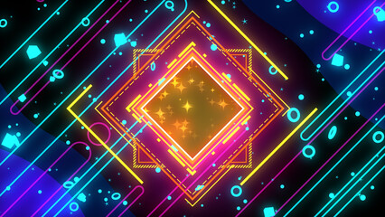 四角形やストライプが並ぶポップな背景 - レトロ