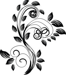 Elegant Black and White Floral Design Element for Invitations and Decorations