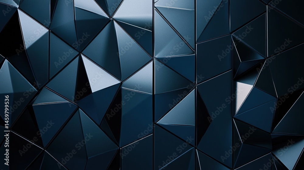 Poster modern blue abstract geometric background with sharp diagonal metallic lines creating a futuristic t