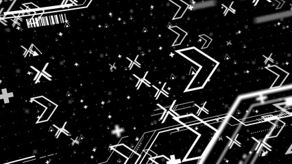 アイコンが並ぶサイバー空間 - ブラック